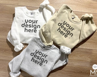 Gildan 18000 Mockup SAND Gildan Sweatshirt Mockup Bundle Flat Lay Mockup White Gildan 18000 Mockups tshirt Mockup Crewneck Mock ups Ash Mock