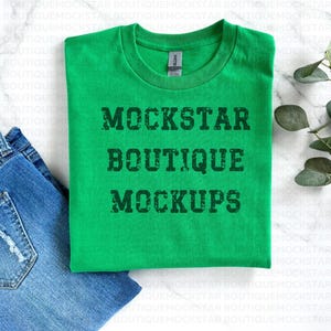 Gildan 5000 Mockup Irish Green Gildan Flatlay tshirt Mockup Green Shirt Mockup Print on Demand Real Product Mockup Minimalist Aesthetic Boho