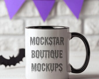 Coffee Mug Mockup Black Handle Mug Mockups Tumbler Mockup Black Coffee Cup Mock ups Spooky Halloween Mockup Blank Mug Mock up Fall Mockups