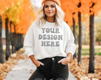 Gildan 18000 Mockup White Mockup Gildan 18000 White Crewneck Mockup Model Mockup Gildan 18000 Mockup White Sweater mockup White Mockup Shirt