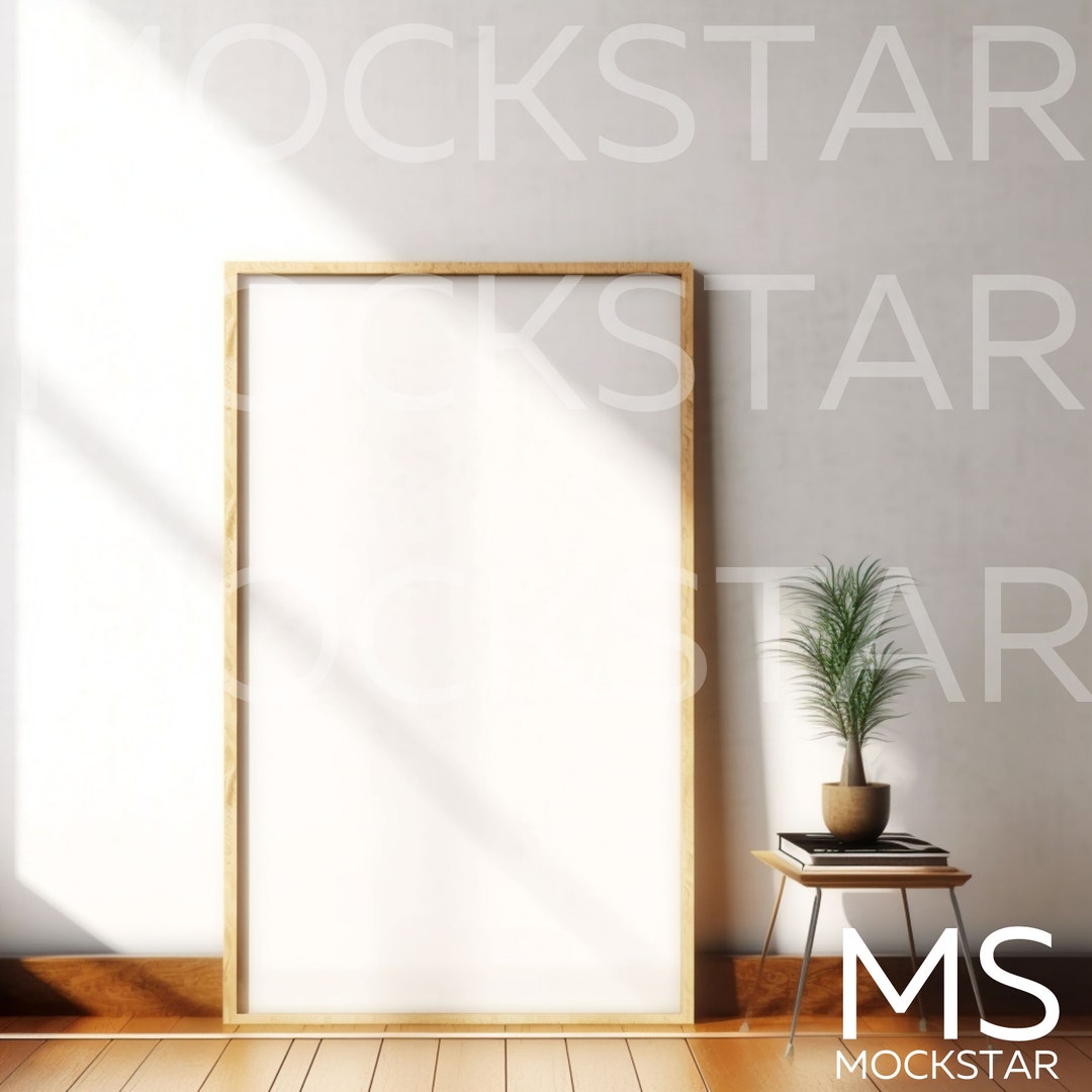 Frame Mockup Light Wood Frame Wallpaper Mockup Wooden Frame Mockup Vertical Wood Frame Mockup