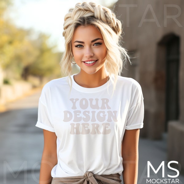 Bella Canvas Mockup White Bella Canvas 3001 Mockup Tshirt Mockup Bundle Fall Mockup Halloween Mockup Model Mockup Print on Demand Mock ups