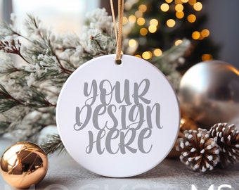 Christmas Mockup Blank White Round Ceramic Christmas Ornament Mockup Bundle Tree Ornament Mockup Christmas Mock ups Canva Mock up Bundle