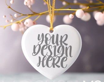 Christmas Mockup Blank White Heart Ceramic Christmas Ornament Mockup Bundle Tree Ornament Mockup Christmas Mock ups Canva Mock up Bundle