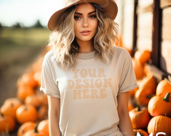 Soft Cream Bella Canvas 3001 Tshirt Mockup Bundle  Bella Canvas Shirt Mock up Bundle Model Mockup Natural Bella Mock ups Halloween Mockup