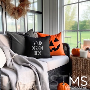 Pillow Mockup Black Cushion Mockup Halloween Mockup Home Interior Mockup Bundle Styled Photography Fall MockUp JPG Digital Download Mock ups