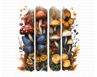 Mushroom PNG Mushroom  Butterfly PNG Cottagecore Shirt PNG Cottagecore png Mushroom Brushstroke Sublimation Designs Spring png Files