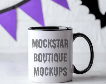 Coffee Mug Mockup Black Handle Mug Mockup Tumbler Mockups Black Coffee Cup Mock ups Spooky Halloween Mockup Blank Mug Mock up Fall Mockups