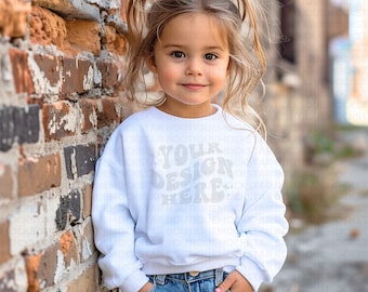 Gildan 18000 Mockup White Gildan 18000B Youth Sweatshirt Mockup Bundle Kids Crewneck Mockup Kids Gildan Mock ups tshirt Mockups Shirt Mockup