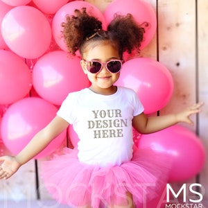 Kids Bella Canvas 3001 White Kids Shirt Mockup Bundle Girls T-Shirt Mock up White Summer Mockup Toddler Tshirt Mock Ups Tshirt Mockup Bundle