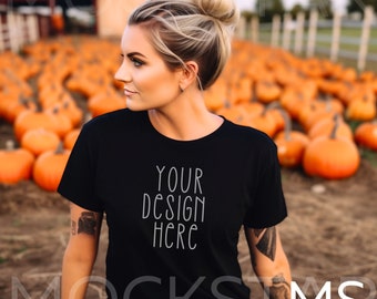 Bella Canvas Mockup Black Bella Canvas 3001 Mockup Tshirt Mockup Bundle Fall Mockup Halloween Mockup Model Mockup Print on Demand Mock ups