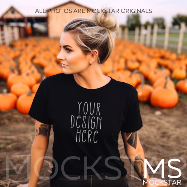 Bella Canvas Mockup Black Bella Canvas 3001 Mockup Tshirt Mockup Bundle Fall Mockup Halloween Mockup Model Mockup Print on Demand Mock ups