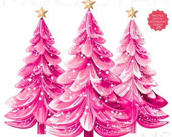 Pink Christmas Tree PNG Digital Download PNG Sublimation Print on Demand Christmas Tree PNG Design Pink Christmas png Designs Holiday png