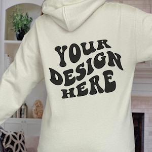 Gildan 18500 Sand Sweatshirt Gildan 18500 Crewneck Mockup Bundle Mockup Sweatshirt Words on Back Gildan 18500 Mockup Sand Gildan