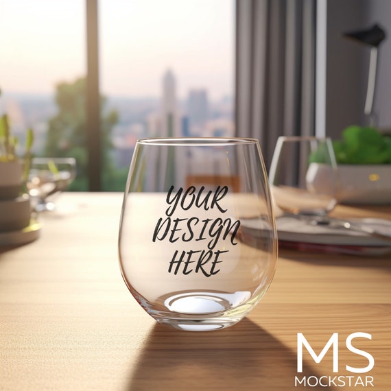 Stemless Wine Glass Mockup Wine Glass Mockup No Stem Glass Mock up