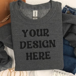 Gildan 18000 Sweatshirt Mockup Dark Heather Gildan Dark Heather Mockup Gildan 18000 Mockup Gildan 18000 Mock up Gildan 18000 Dark Heather