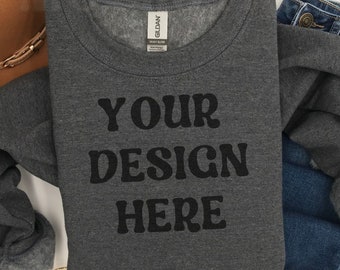 Gildan 18000 Sweatshirt Mockup Dark Heather Gildan Dark Heather Mockup Gildan 18000 Mockup Gildan 18000 Mock up Gildan 18000 Dark Heather