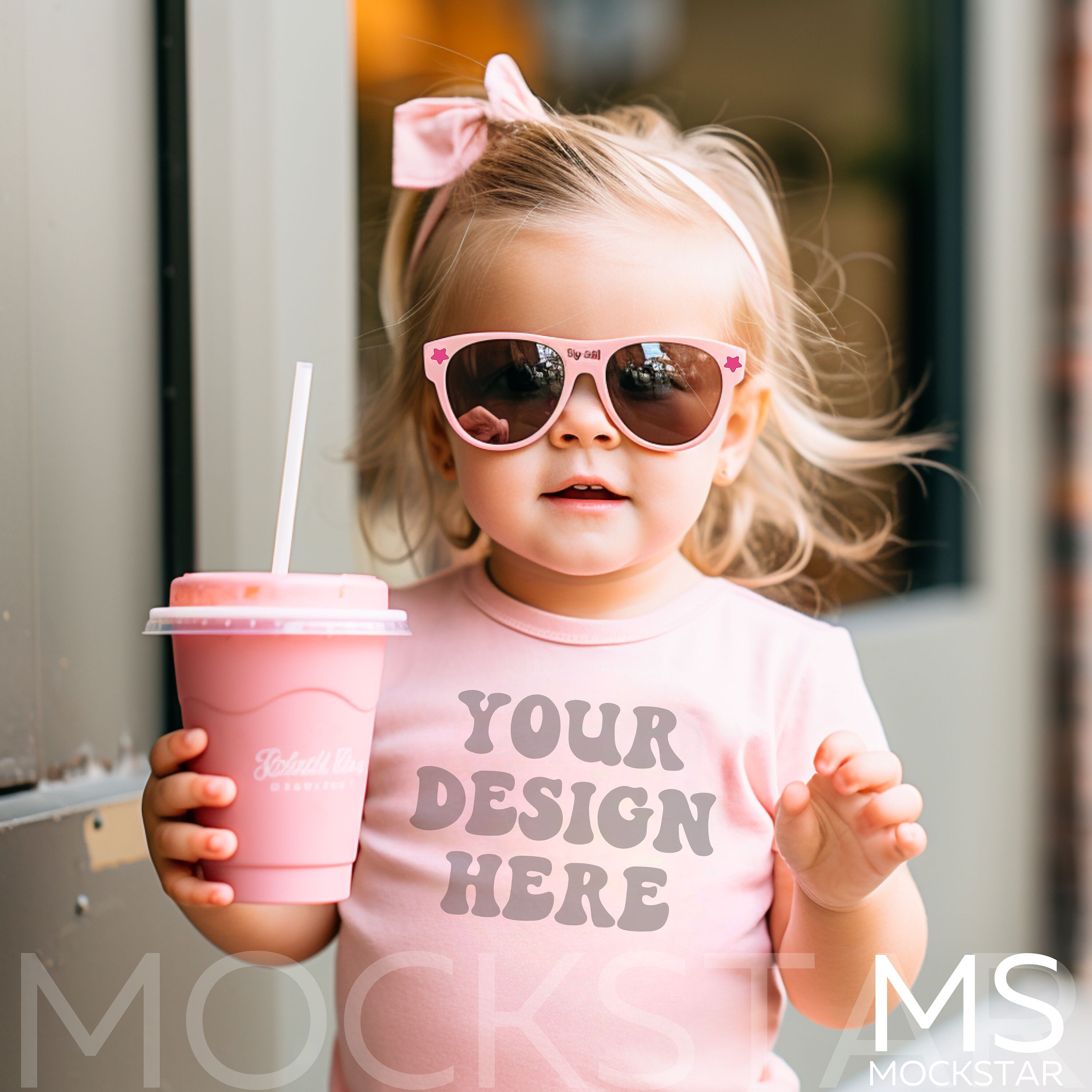Kids Bella Canvas 3001 Pink Kids Shirt Mockup Bundle Girls T-Shirt Mock up Pink Summer Mockup Toddler Tshirt Mock Ups Tshirt Mockup Bundle