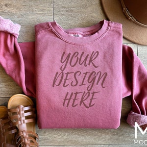 Comfort Color Mockup Crimson Sweatshirt Comfort Color 1566 Red Mockup Sweatshirt Mockup Comfort Color 1566 Mockup Bundle Mockup tshirt Red