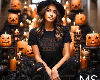 Bella Canvas Mockup Black Bella Canvas 3001 Mockup Tshirt Mockup Bundle Fall Mockup Halloween Mockup Model Mockup Print on Demand Mock ups