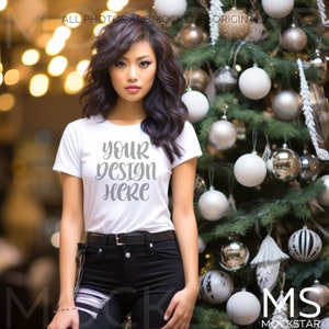 Bella Canvas Mockup White Bella Canvas 3001 Mockup Tshirt Mockup Bundle Fall Mockup Christmas Mockup Model Mockup Print on Demand Mock ups