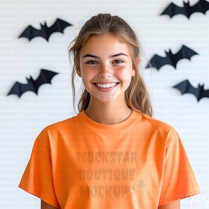tshirt Mockup Orange 3001 Shirt Mockup tshirt Mockup Bundle Fall Mockup Halloween Mockup Print on Demand Shirt Mock upsSpooky Season Mockup