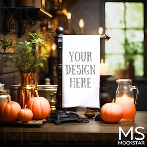 Towel Mockup White Kitchen Towel Mockup White Tea Towel Mockup Halloween Mockup Kitchen Hand Towel Mock ups Fall Mockup Blank Towel Mock ups