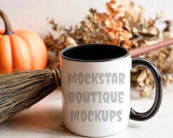 Coffee Mug Mockup Black Handle Mug Mockup Tumbler Mockups Black Coffee Cup Mock-ups Spooky Halloween Mockup Blank Mug Mock up Fall Mockups