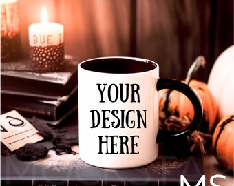 Coffee Cup Mockup Black Handle Mug Mockup Tumbler Mock up Tumbler Mockup Canva Blank Mug Mock Ups Halloween Mockup Fall Mockup Black Mug