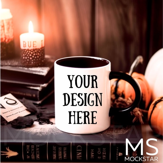Coffee Cup Mockup Black Handle Mug Mockup Tumbler Mock up Tumbler Mockup Canva Blank Mug Mock Ups Halloween Mockup Fall Mockup Black Mug