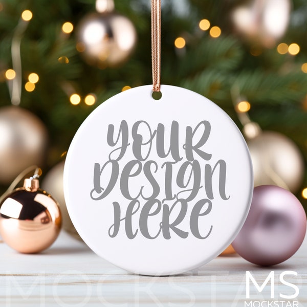 Christmas Mockup Blank White Round Ceramic Christmas Ornament Mockup Bundle Tree Ornament Mockup Christmas Mock ups Canva Mock up Bundle