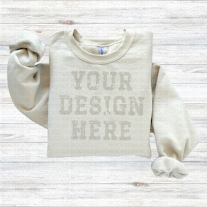 Gildan 18000 Mockup Sand Gildan 18000 Sweatshirt Mockup Flat Lay Crewnck Sweater Mockup Bundle Sand tshirt Mockup G180 Mockup Sweatshirt