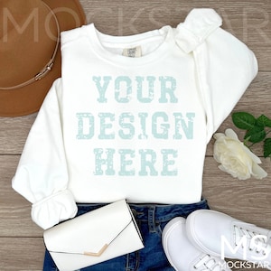Comfort Color 1566 White Comfort Color Sweatshirt Mockup White Mockup Sweatshirt White Mockup Comfort Color 1566 Mockup Bundle Mockup