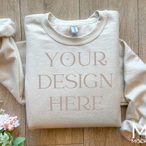 Gildan 18000 Mockup SAND Gildan Sand Sweatshirt Mockup Gildan Sand 18000 Sand Simple Mockup Sweatshirt Model Mockup Bundle Gildan 18000 Sand