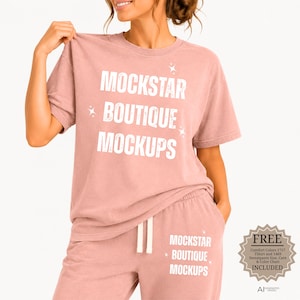 Comfort Colors 1717 Peachy Tshirt Mockup 1469 Sweatpants Oversized Jogger Mock ups Trending Digital Products Print on Demand Etsy Top Seller