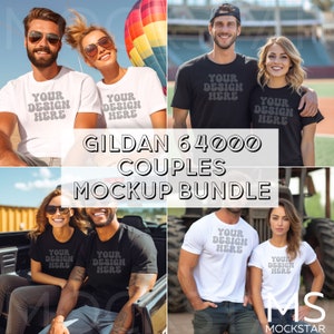 Gildan 64000 Couples Mockup Bundle Gildan 64000 Couples Mock up Bundle Gildan 64000 Mock Up  Gildan Mock Ups Couples Matching Shirt Mockup