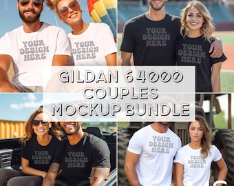 Gildan 64000 Couples Mockup Bundle Gildan 64000 Couples Mock up Bundle Gildan 64000 Mock Up  Gildan Mock Ups Couples Matching Shirt Mockup