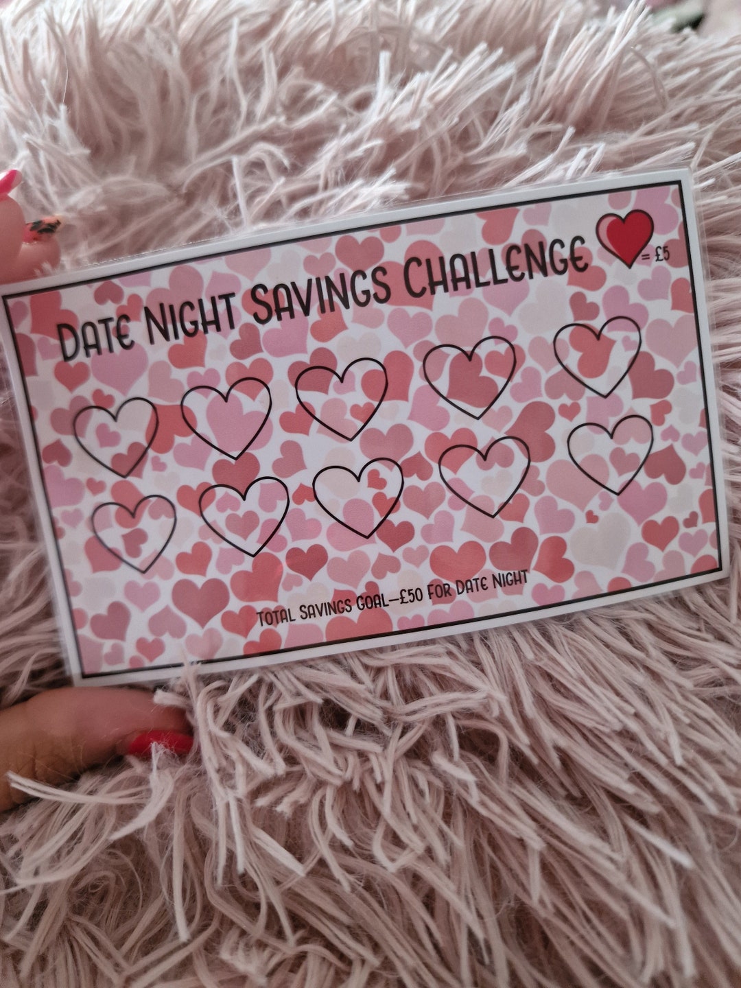 Date Night Savings Challenge Insert Laminated Reusable Saving Goals ...