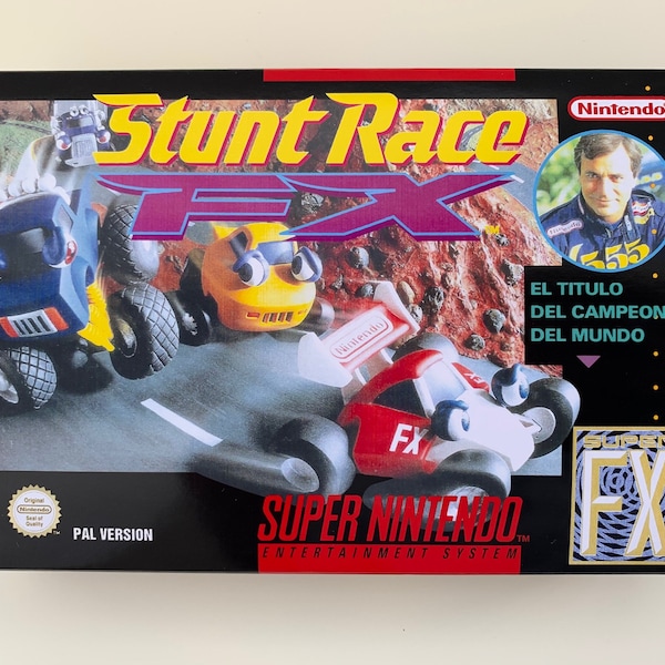 SNES Replacement Box & Tray - Stunt Race Fx Pal Esp NO GAME included