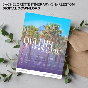 Charleston Bachelorette Itinerary, Trip Itinerary, Digital Download, Customizable Template