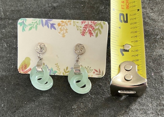 Jade -Jadeite Earrings Interlocking Circle Drop 9… - image 2