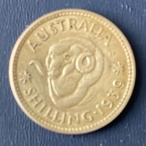 1939 Australian Silver Shilling UK King George VI Coin