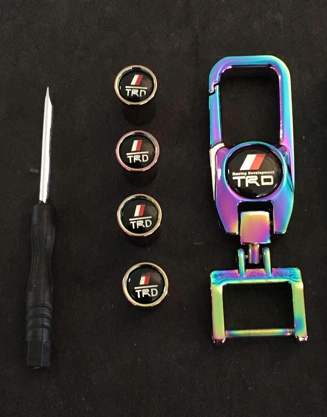 Toyota Racing Development TRD Logo Car Keychain and Four Tire Valve ...