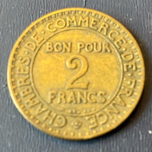 1923 France Third Republic 2 Francs Coin
