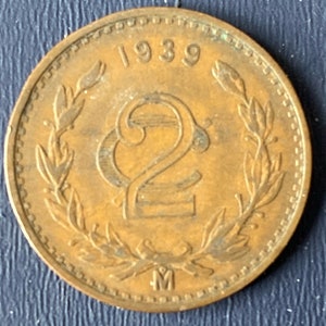 1939 Mexico 2 Centavos Coin