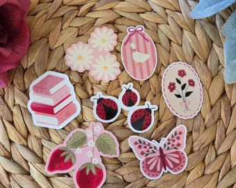 Lot d'autocollants Cottagecore | Stickers tendance pour ordinateur portable | Autocollants imperméables brillants