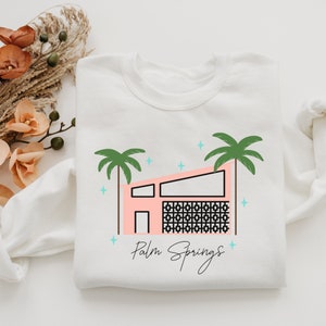 Sudadera moderna de mediados de siglo / Sudadera gráfica retro de Palm Springs / Suéter pastel de Palm Springs / Palm Springs California