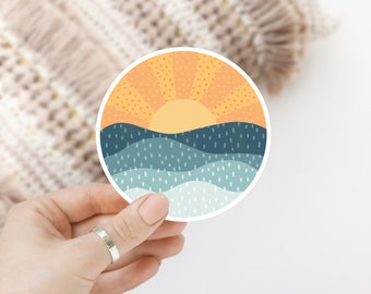 Boho Sunset Beach Sticker | Waterproof Vinyl Decal