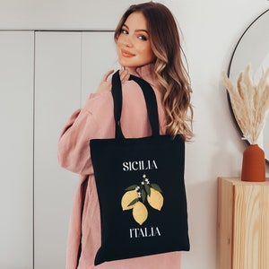 Sicilia Italia Lemons Tote Bag | Lemons Tote Bag | Italian Lemons Tote Bag | Italian Aesthetic