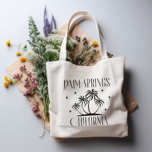 Palm Springs California Eco Friendly Tote Bag / Retro Palm Springs / Palm Springs California / Travel Tote Bag